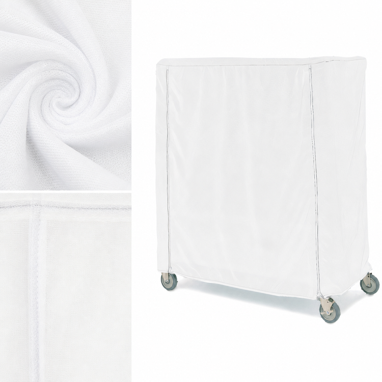 Product image #3 for Metro White Uncoated Knitted Polyester Queen Mary & Banquet Cart Cover, 60 x 24 x 74 Inches