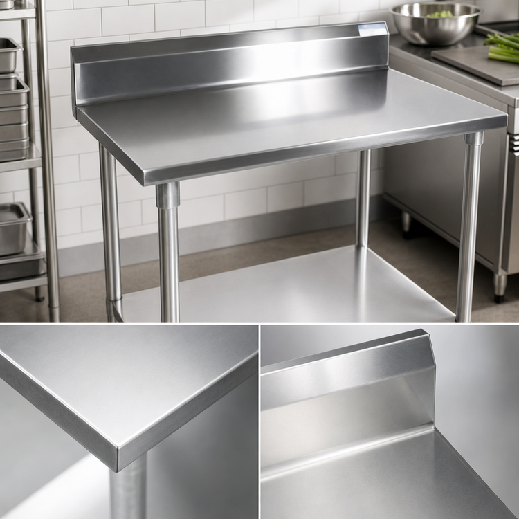 Product image #3 for BK Resources 48" x 24" Stainless Steel Work Table with 5" Riser and Adjustable Undershelf