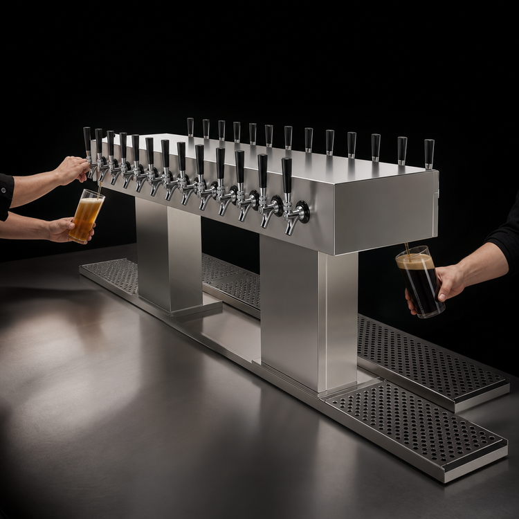 Product image #3 for Glastender Double-Sided 24-Faucet Glycol-Cooled Countertop Draft Dispensing Tower