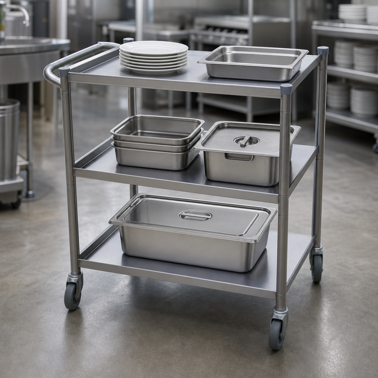 Product image #3 for Turbo Air 15 x 24-Inch 3-Shelf Stainless Steel Utility Bus Cart