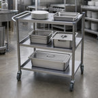 Thumbnail image #3 for Turbo Air Economy TBUS-1524E 3-Shelf Stainless Steel Utility Bus Cart with Push/Pull Handle, 15 x 24-Inch
