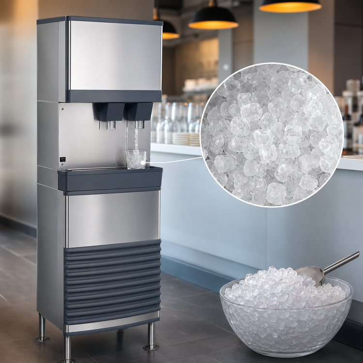 Product image #3 for Follett Symphony Plus 25FB414W-L Freestanding 425 lb. Water-Cooled Chewblet Ice and Water Dispenser with Lever Dispense