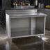 Thumbnail image #3 for Spec-Master Marine Series Stainless Steel Underbar Work Table with Cabinet Base, Open Front, 36 x 24 Inch
