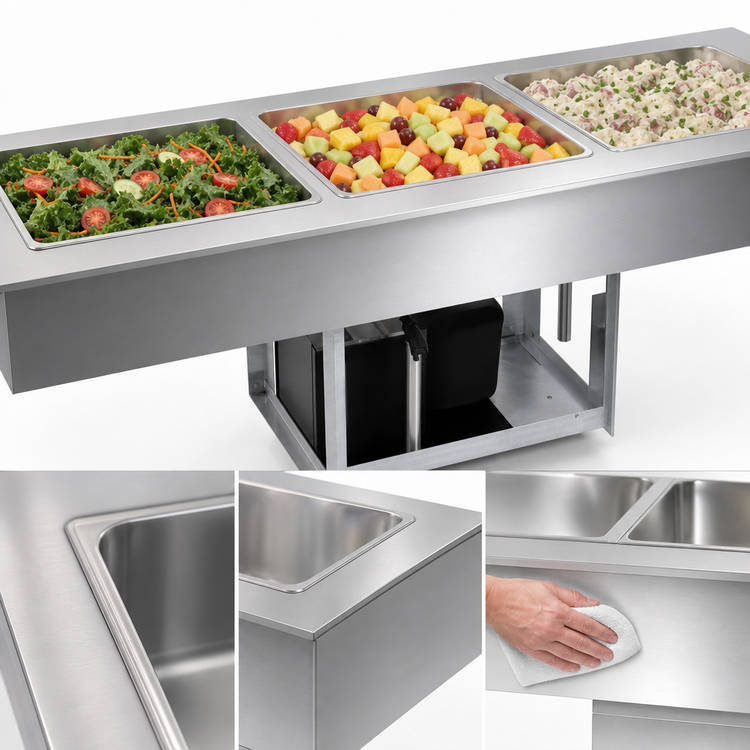 Product image #3 for Duke FCP3-SL Slimline 3-Section Full-Size Flush Mount Drop-In Cold Pan