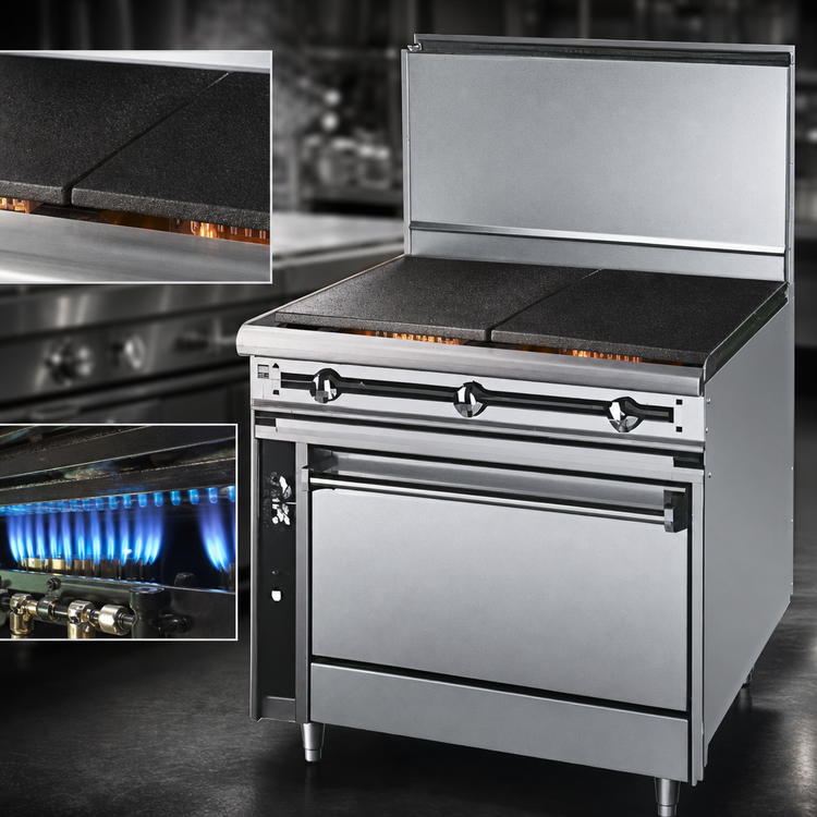 Product image #3 for Titan JTRH-2HT-36 36 Inch Gas Heavy Duty Hot Top Range with Standard Oven