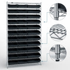 Thumbnail image #3 for Quantum WR12-110CO Conductive Stationary Bin Wire Shelving System, 36W x 18D x 74H, 12 Shelves with 33 Bins