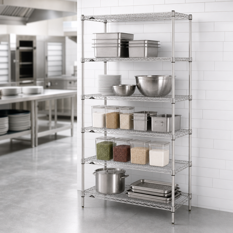 Product image #3 for Metro Super Erecta Stationary Starter Wire Shelving Unit, 30 x 21 x 74 Inches, 5 Shelves, Chrome Plated