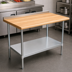 Thumbnail image #3 for Serv-Ware T3048CWP-4-T-V 48-Inch Wood-Top Work Table with Turn-Up Back, 30-Inch Deep