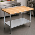 Thumbnail image #3 for Serv-Ware T3048CWP-4-T-V 48-Inch Wood-Top Work Table with Turn-Up Back, 30-Inch Deep