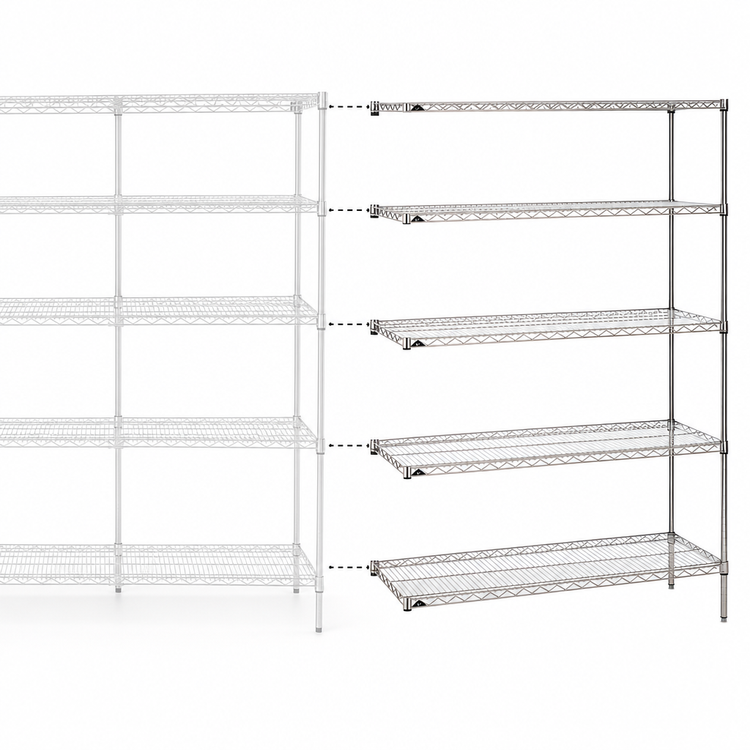 Product image #3 for Metro Super Erecta Chrome Plated Add-On Wire Shelving Unit with 5 Shelves, 42 Inches W x 18 Inches D x 74 Inches H