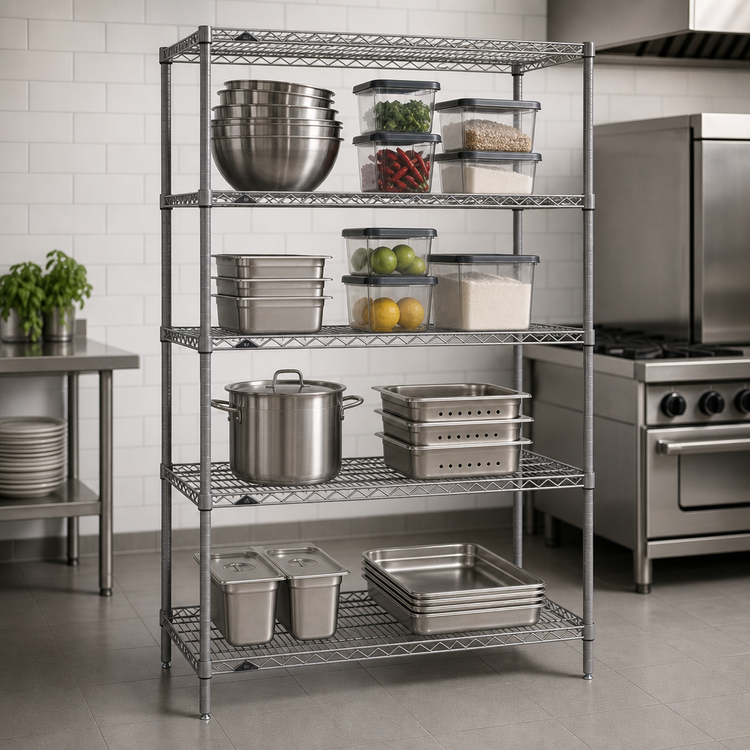 Product image #3 for Metro Super Erecta Stationary Starter Wire Shelving Unit, 48"W x 21"D x 74.5"H, 4 Shelves