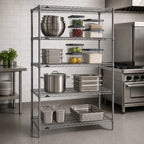 Thumbnail image #3 for Metro Super Erecta SE-214874K4-S-4 Stationary Starter Wire Shelving Unit, 48"W x 21"D x 74.5"H, 4 Shelves, Gray Epoxy-Coated Finish