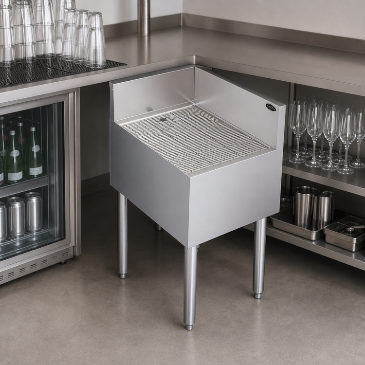 Product image #3 for Krowne Royal Series Freestanding Underbar Corner Drainboard with Right End Return, 18 x 24 x 36-1/2 Inches, Stainless Steel