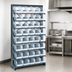 Thumbnail image #3 for Quantum Sloped Single-Sided Steel Pick Rack with 8 Shelves and 40 Clear Bins