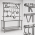 Thumbnail image #3 for Eagle Group TM132PR Stainless Steel Table-Mounted Triple-Bar Pot Rack with 33 Double-Prong Hooks for 132-Inch Table