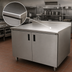 Thumbnail image #3 for Advance Tabco Enclosed Work Table with Cabinet Base and Hinged Doors, 96 x 30 x 37 Inches, 14-Gauge 304 Stainless Steel Top, 1-1/2-Inch Rear Up-Turn