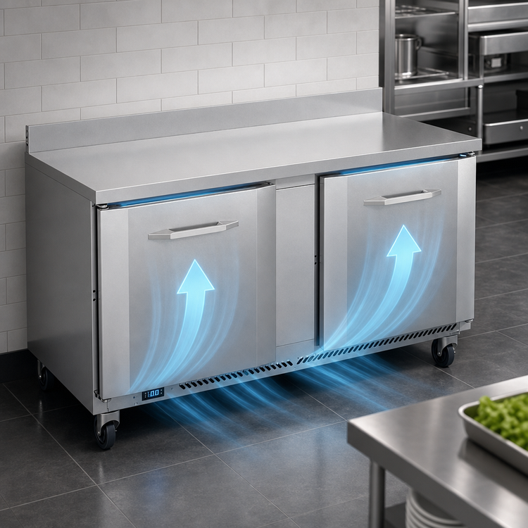 Product image #3 for Victory Refrigeration VWF60HC Two-Section 60-Inch Worktop Freezer Counter, V-Core™ Cooling, Rear-Mounted Self-Contained