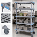 Thumbnail image #3 for Quantum Millenia QPM182462VS-4 Mobile 4-Shelf Polymer Shelving Starter Unit, 24 x 18 x 62 Inches, Gray