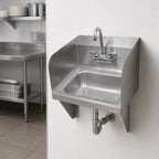 Thumbnail image #3 for John Boos Pro-Bowl PBHS-W-1410-P-SSLR Wall-Mounted Stainless Steel Hand Sink, 14 x 10 x 5 Inch Bowl, Faucet and Side Splashes