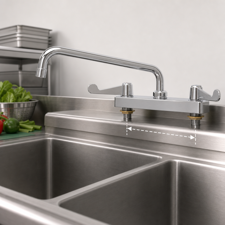 Product image #3 for equip 8-Inch Center Deck Mount Workboard Faucet with 12-Inch Swing Nozzle