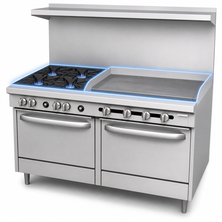 Product image #3 for Southbend S-Series 60-Inch Gas Restaurant Range with 2 Open Burners, 48-Inch Thermostatic Griddle, and 2 Convection Ovens