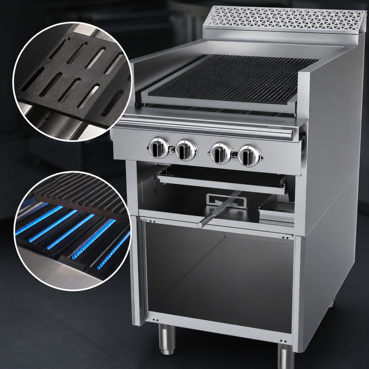 Product image #3 for Garland Cuisine Series 24-Inch Commercial Gas Charbroiler with Cast Iron Radiants, Adjustable Grates and Open Cabinet Base