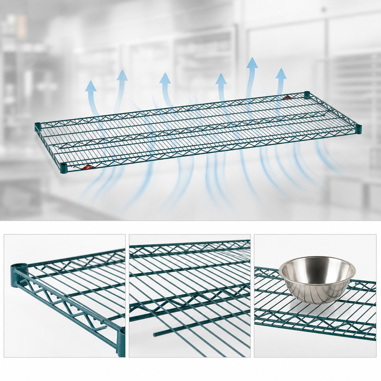 Product image #4 for Metro Super Erecta 60-Inch x 24-Inch Wire Shelf, Metroseal Green Epoxy-Coated with Microban