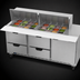 Thumbnail image #4 for Beverage-Air Mega Top Refrigerated Sandwich Prep Table, 72-Inch, 3-Section, 4 Drawers, 1 Door, 24-Pan