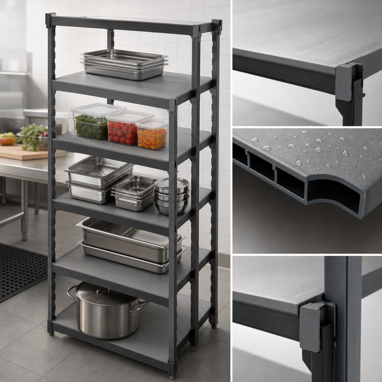 Product image #3 for Cambro Camshelving Basics Plus 24-Inch x 48-Inch Solid 5-Shelf Kit, Brushed Graphite