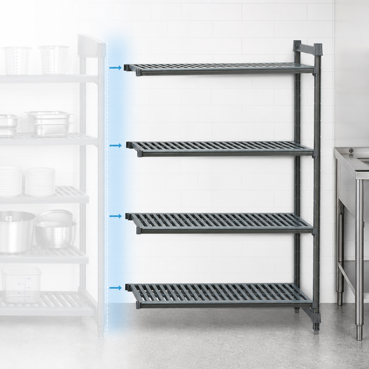 Product image #3 for Camshelving Basics Plus 4-Tier Vented Polymer Add-On Shelving Unit, 18 x 60 x 64 Inches, Brushed Graphite
