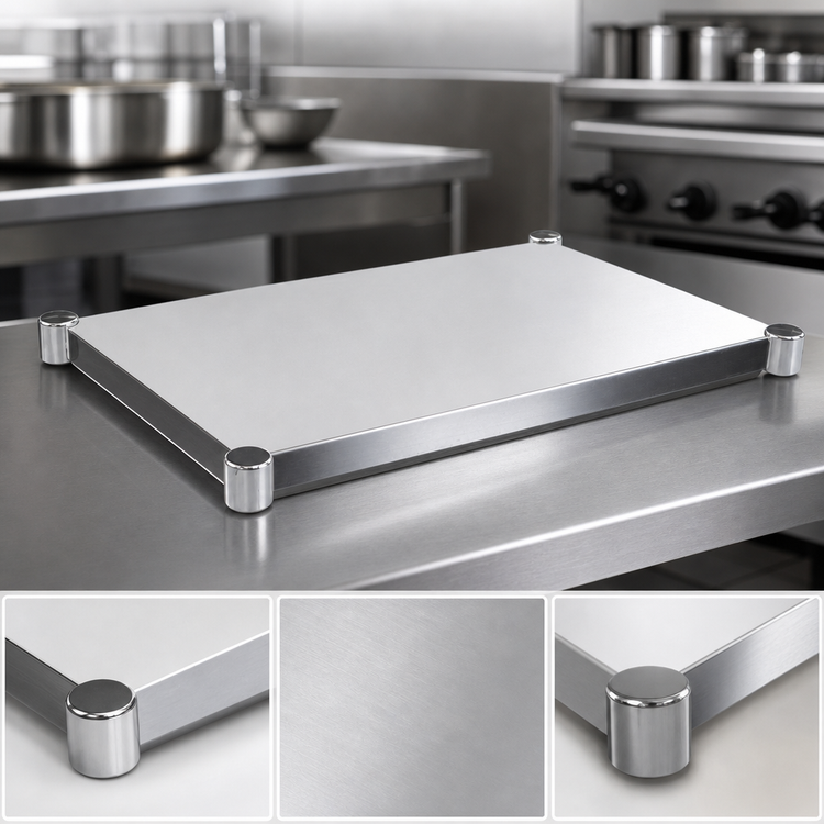 Product image #3 for 48 Inch x 30 Inch 16-Gauge Type 300 Stainless Steel Undershelf for Work Tables