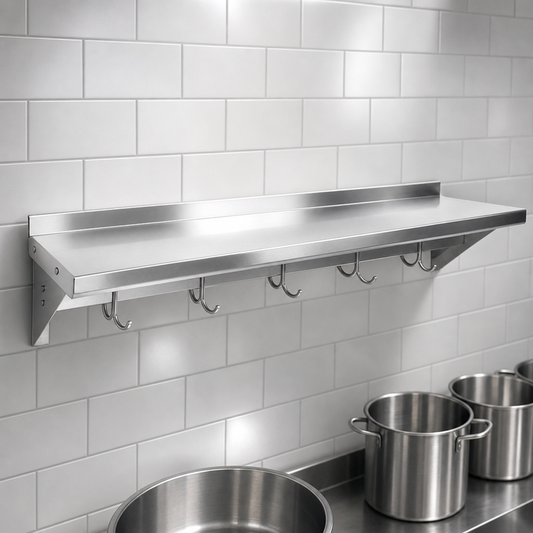 Product image #3 for John Boos Stallion 36 x 16-Inch Wall-Mounted Stainless Steel Shelf with Pot Rack