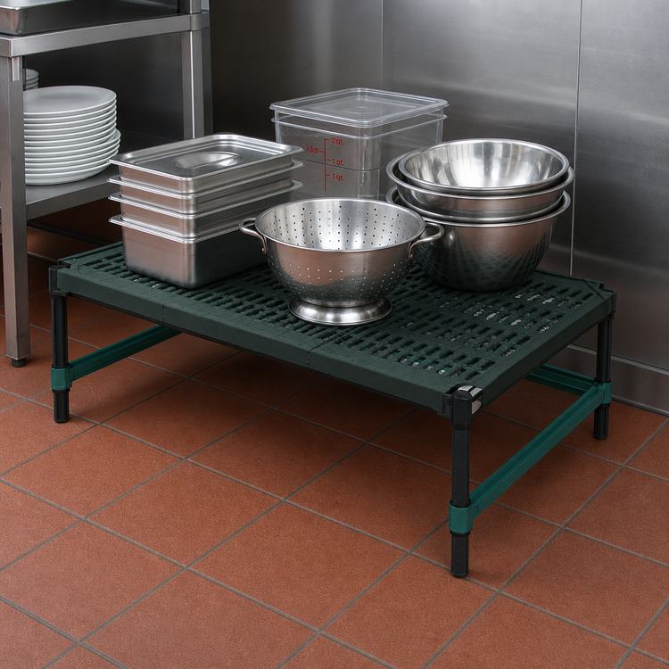 Product image #3 for QuadPlus Stationary Dunnage Rack with Louvered Polypropylene Mat, 36 x 18 x 14 Inches, 1000 lb Capacity