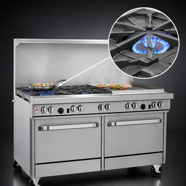 Product image #3 for Southbend Ultimate 60-Inch Gas Restaurant Range with 4 Star/Sauté Burners, 36-Inch Griddle and 2 Standard Ovens