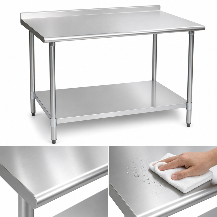 Product image #3 for Eagle Deluxe Series 72-Inch x 30-Inch Stainless Steel Work Table with Rear Upturn and Adjustable Undershelf