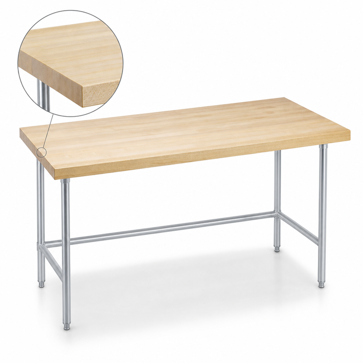 Product image #3 for Advance Tabco TH2G-365 60-Inch x 36-Inch Maple Top Work Table with Galvanized Base