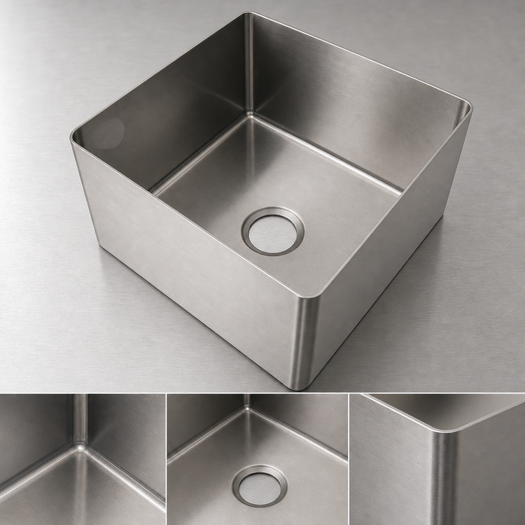 Product image #3 for Eagle Group Seamless Welded-In Straight Wall Sink, 1 Compartment, 20.5 x 20.5 x 8 Inch, 14 Gauge 304 Stainless Steel