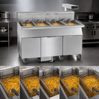 Thumbnail image #3 for Imperial (Middleby) IFSCB575EUT 5-Tank Electric Floor Fryer, 75 lb. per Tank, Built-In Filter and Dump Station, Stainless Steel