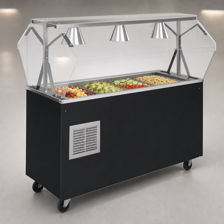 Product image #3 for Vollrath 2-Series Affordable Portable Refrigerated 4-Pan Cold Food Buffet Station with Granite Wrapper and Breath Guard