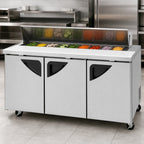 Thumbnail image #3 for Turbo Air Super Deluxe TST-72SD-12S-N(-LW) 72-5/8-Inch Three-Section Sandwich/Salad Prep Table, 12-Pan Opening, Stainless Steel