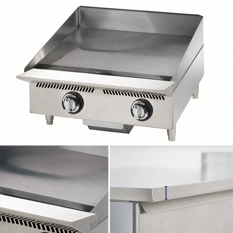 Product image #3 for Ultra-Max 24-Inch Countertop Gas Griddle with Manual Controls and Polished Steel Plate