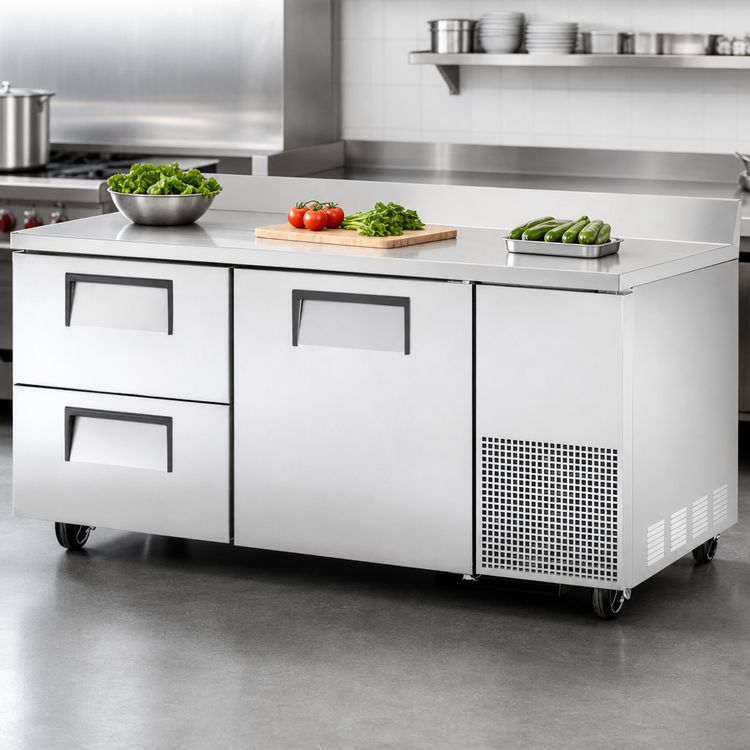 Product image #3 for True TWT-67D-2-HC 67-Inch Deep Work Top Refrigerator with 1 Door and 2 Drawers