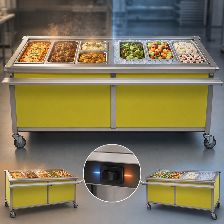 Product image #3 for Eagle Director's Choice DCS4-HCFU-B 4-Pan Mobile Hot/Cold Dual Operation Food Table