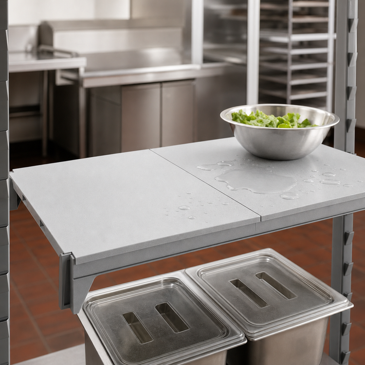 Product image #4 for Cambro Camshelving Premium 14-Inch x 72-Inch Solid Shelf Kit, Speckled Gray