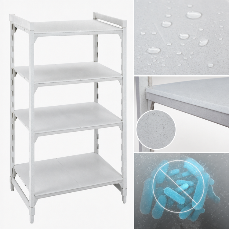 Product image #4 for Cambro Camshelving Premium 4-Tier Solid Stationary Starter Unit, 18"W x 24"L x 64"H, Speckled Gray