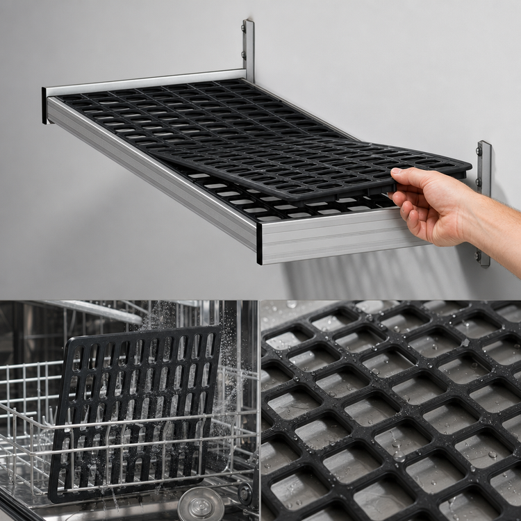 Product image #3 for Fermod Vented Wall Shelving Unit, 35 Inch W x 14 Inch D, Wall Mounted, Deep Anodized Aluminum