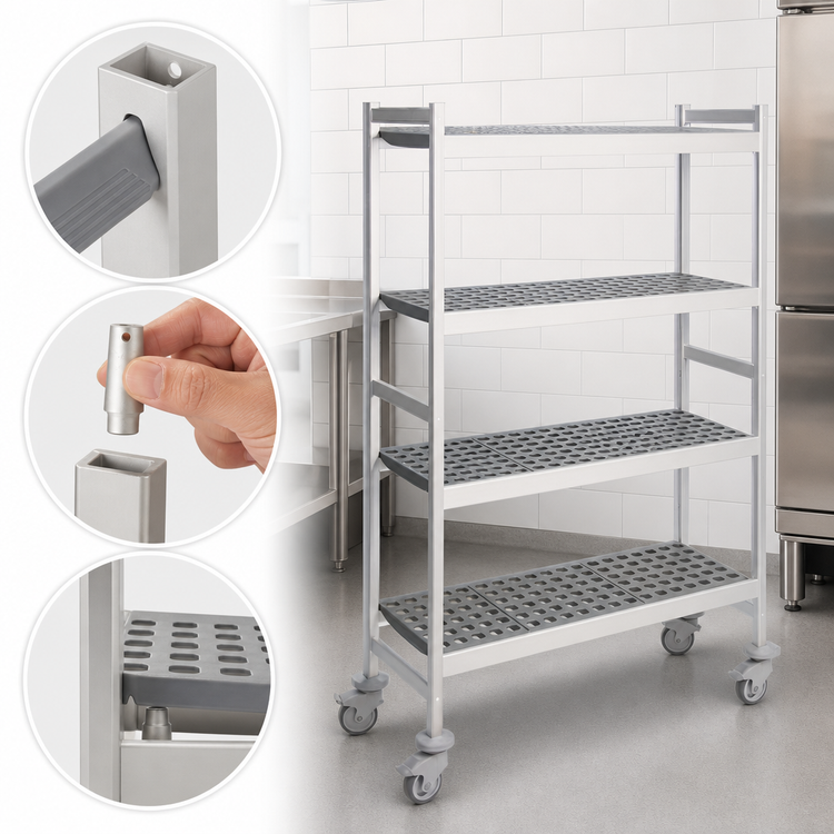 Product image #3 for Fermostock 4-Tier Mobile Polymer Shelving Unit, 42W x 18D x 71H