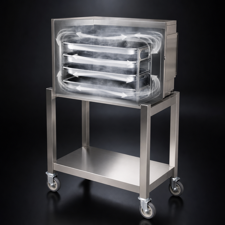 Product image #3 for AccuTemp Connected Evolution Boilerless Convection Steamer, 1 Compartment, 3-Pan Floor Model with Stand