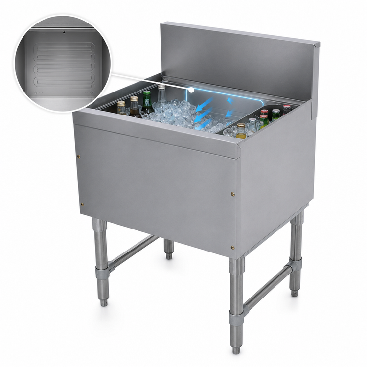 Product image #3 for Advance Tabco Prestige Supreme 30-Inch Stainless Steel Ice Chest with 10-Circuit Cold Plate and 121-Lb Capacity