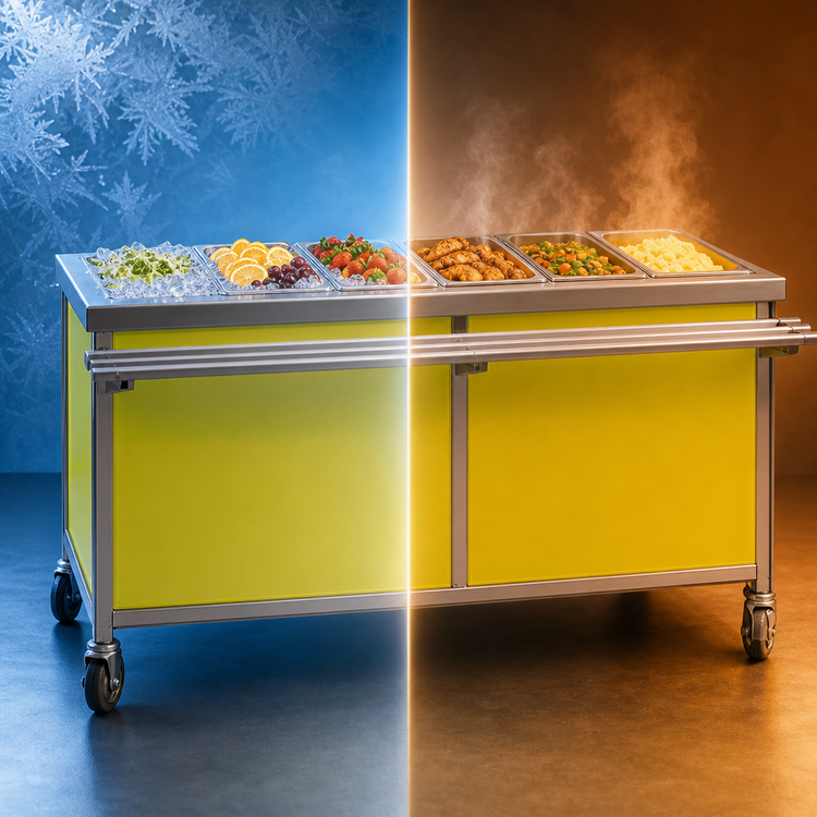 Product image #3 for Director's Choice Mobile Hot/Cold Dual Operation Food Table, 96"W, 6-Pan Capacity